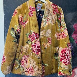 Johnny Was Puffer Jacket, Mustard, Size Large